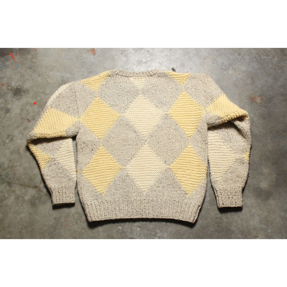 Vintage 90's Liz Claiborne Hand Knit 100% Wool Chunky Knit Sweater - Medium - Picture 5 of 5
